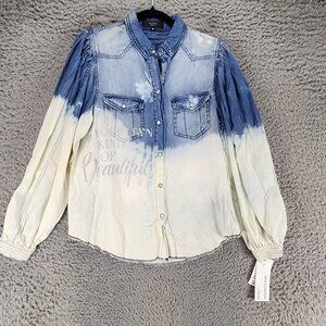 Yossi Top Womens Small Blue Long Sleeve Button Up *NWT*